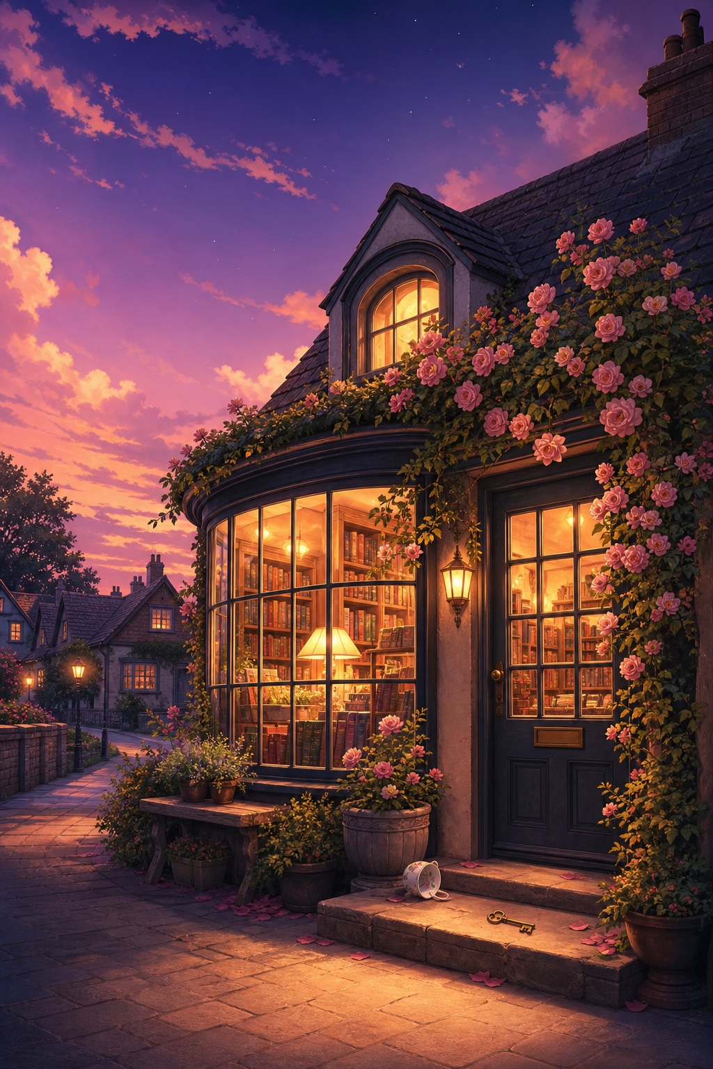 Illustration cozy book cover template featuring place