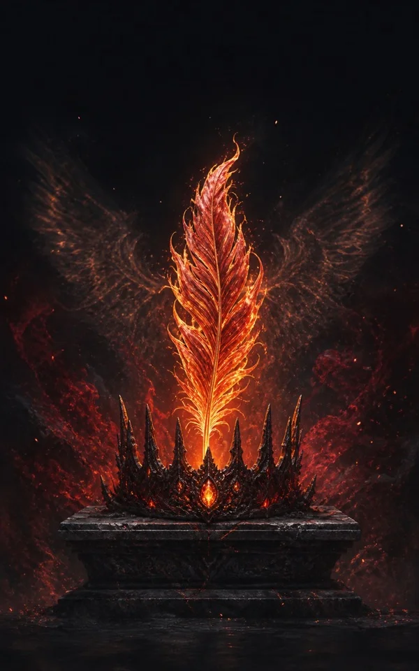 Phoenix and crown artwork before editable typography is added