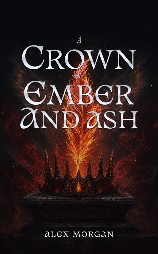 Fantasy example made in Coverfairy: A Crown of Ember and Ash