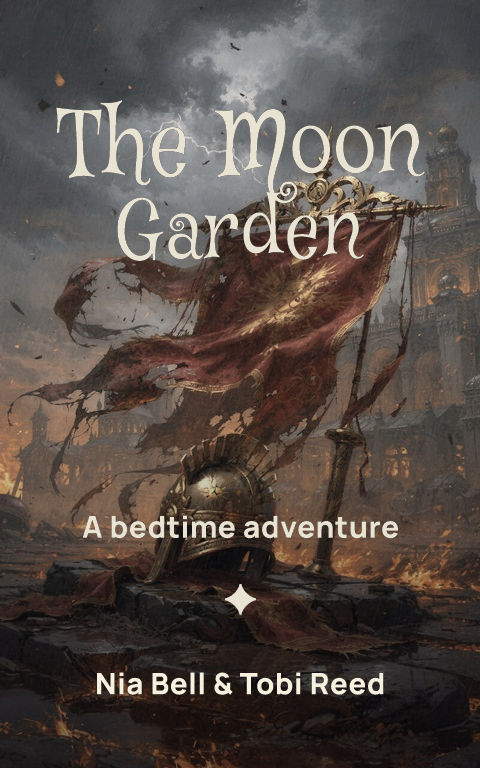 Picture books · Moon garden book cover template preview with editable typography over object artwork
