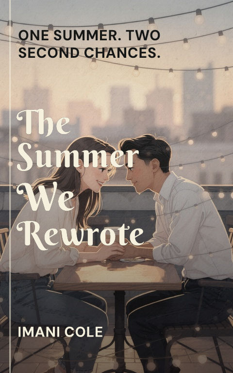 Contemporary romance · Editorial left book cover template preview with editable typography over people artwork
