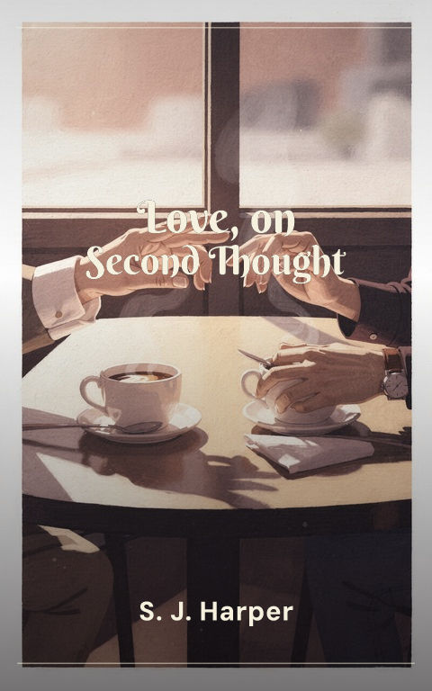 Contemporary romance · Restrained prestige book cover template preview with editable typography over people artwork