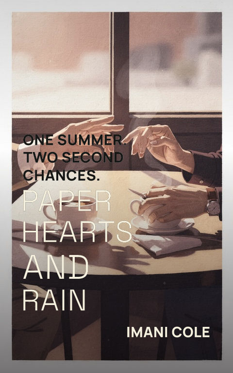 Contemporary romance · Structured grid book cover template preview with editable typography over people artwork