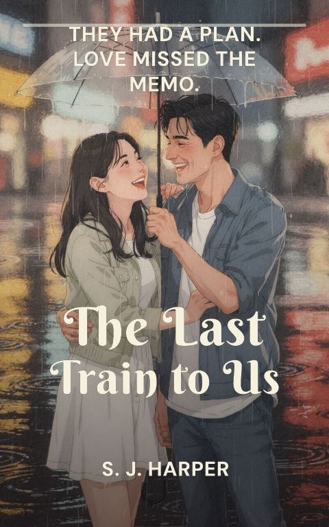 Contemporary romance · Top masthead book cover template preview with editable typography over people artwork