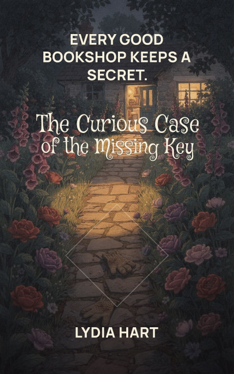 Cozy mystery · Centre emblem book cover template preview with editable typography over place artwork