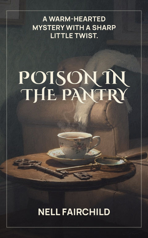 Cozy mystery · Crown arc book cover template preview with editable typography over object artwork
