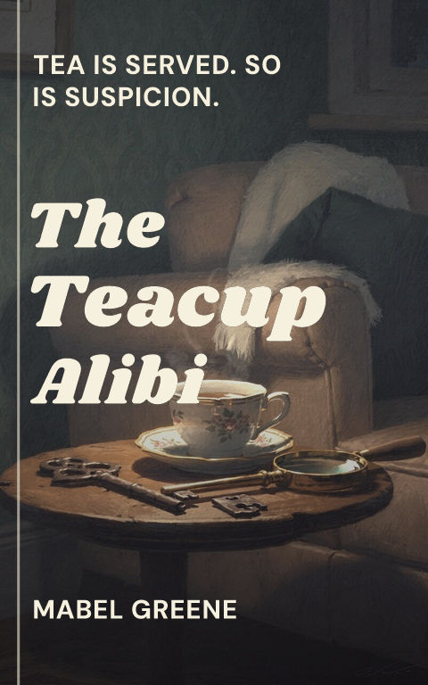 Cozy mystery · Editorial left book cover template preview with editable typography over object artwork