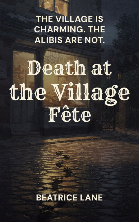 Cozy mystery · Maximal stack book cover template preview with editable typography over place artwork