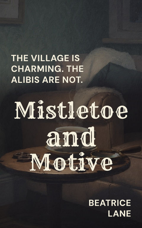 Cozy mystery · Split horizon book cover template preview with editable typography over object artwork