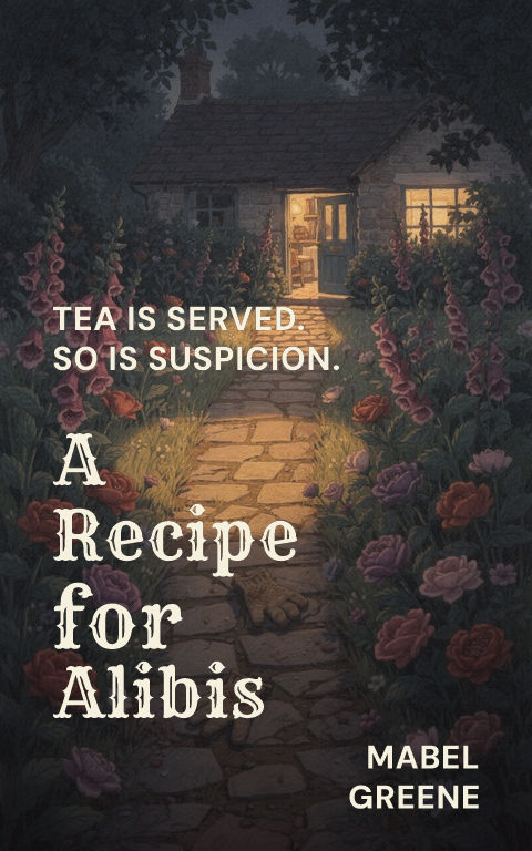 Cozy mystery · Structured grid book cover template preview with editable typography over place artwork