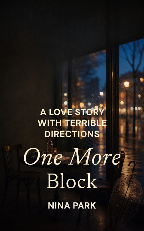 Contemporary romance · Corner café book cover template preview with editable typography over setting artwork