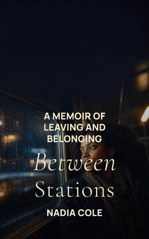 Memoir · Last platform book cover template preview with editable typography over people artwork