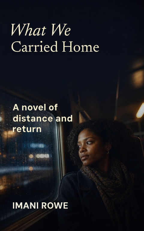 Literary fiction · Night window book cover template preview with editable typography over people artwork