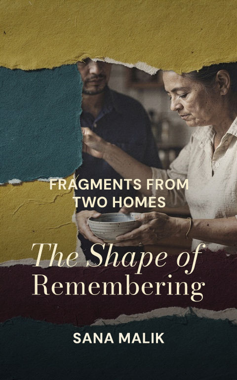Memoir · Shape of memory book cover template preview with editable typography over symbolic artwork