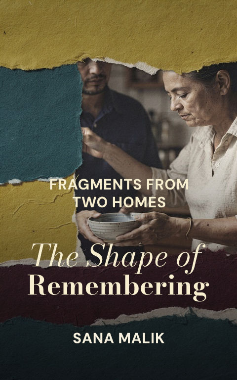 Memoir · Shape of memory book cover template preview with editable typography over symbolic artwork