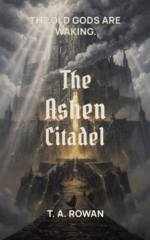 Epic fantasy · Cinematic centre book cover template preview with editable typography over place artwork
