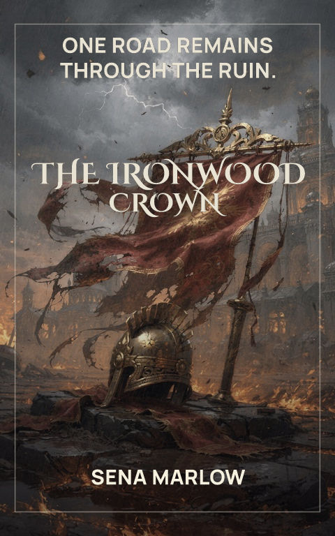 Epic fantasy · Crown arc book cover template preview with editable typography over object artwork