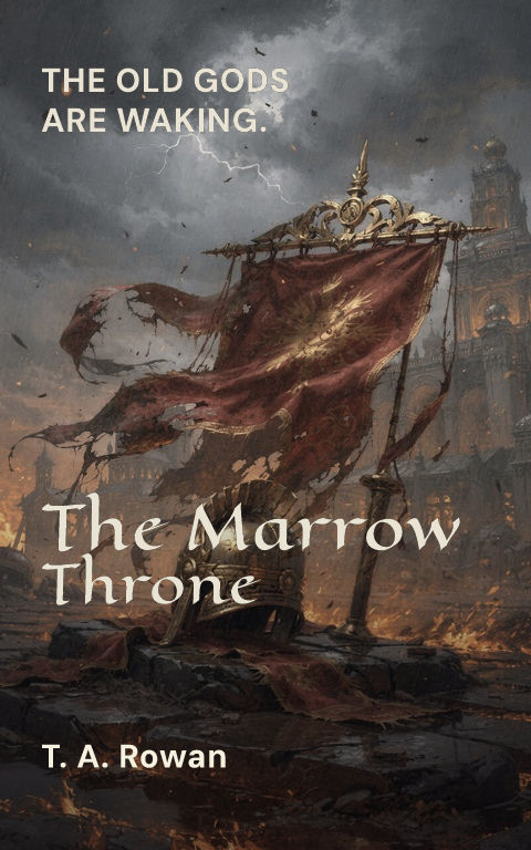 Epic fantasy · Modern serif poster book cover template preview with editable typography over object artwork