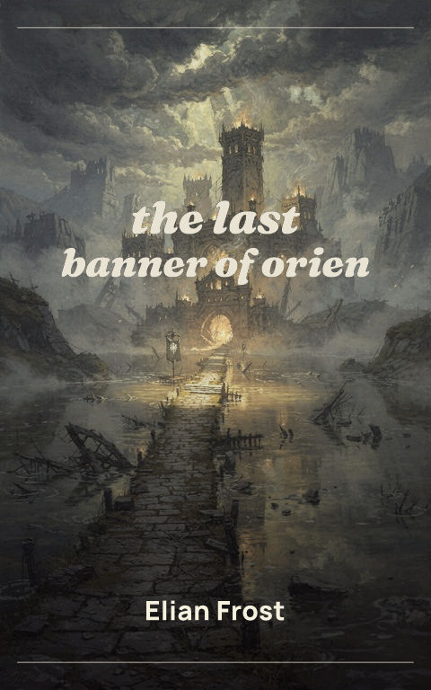 Epic fantasy · Restrained prestige book cover template preview with editable typography over place artwork