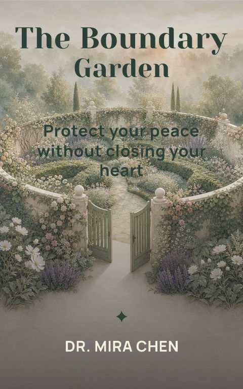 Self-help & personal growth · Boundary garden book cover template preview with editable typography over place artwork