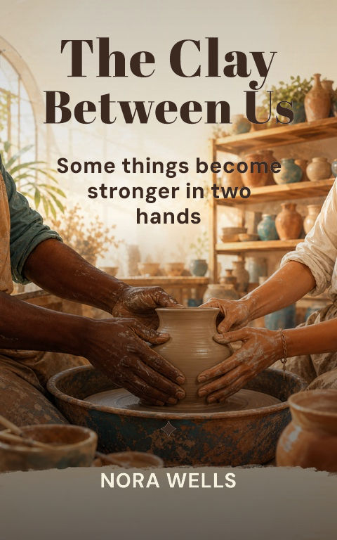 Contemporary romance · Clay between us book cover template preview with editable typography over people artwork