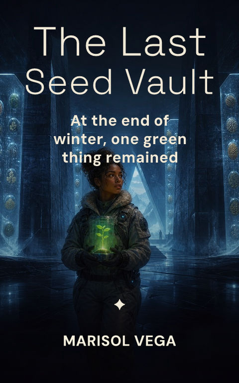 Science fiction · Last seed vault book cover template preview with editable typography over people artwork