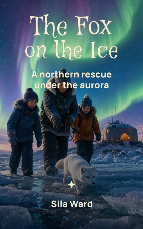 Picture books · Fox on the ice book cover template preview with editable typography over people artwork