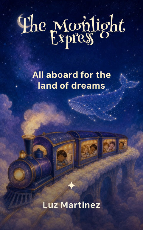 Picture books · Moonlight express book cover template preview with editable typography over people artwork
