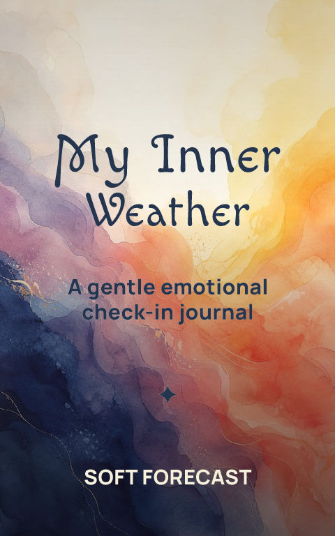 Wellness journals · Inner weather book cover template preview with editable typography over symbolic artwork