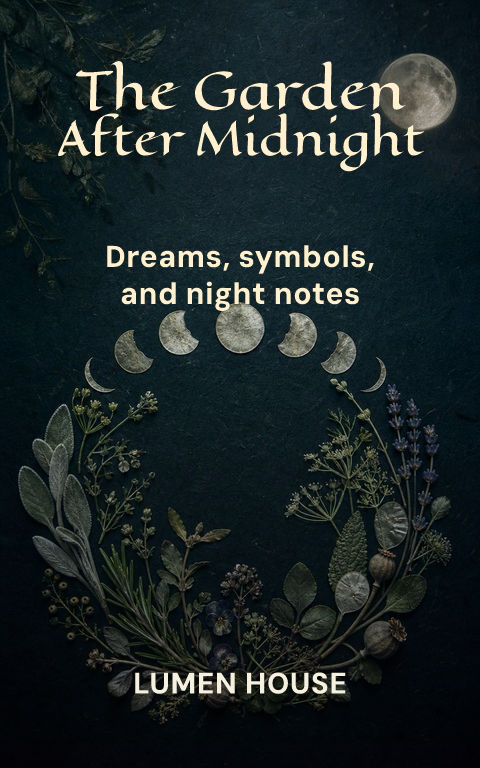 Dream journals · Moon garden book cover template preview with editable typography over symbolic artwork