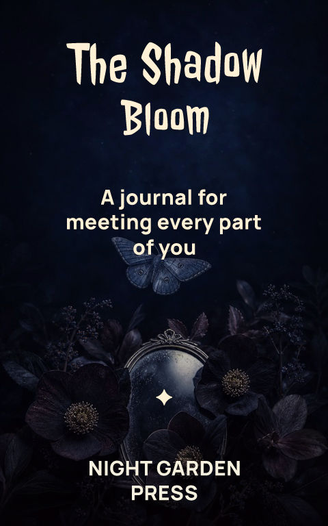 Guided journals · Shadow bloom book cover template preview with editable typography over object artwork