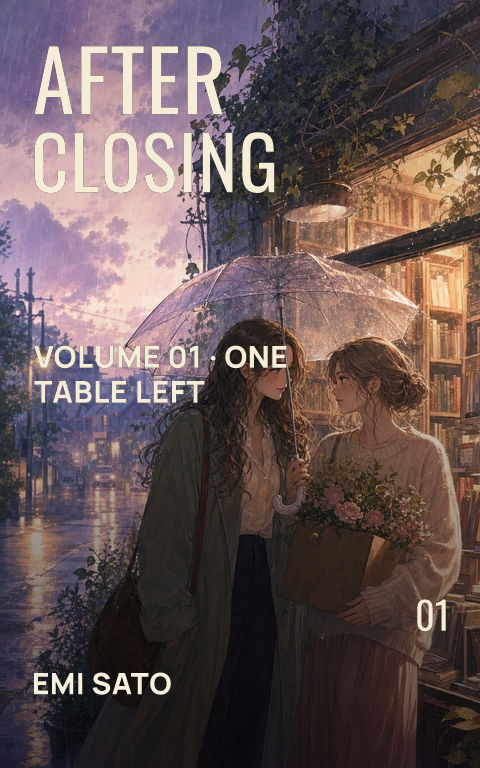 Romance manga · After closing book cover template preview with editable typography over people artwork