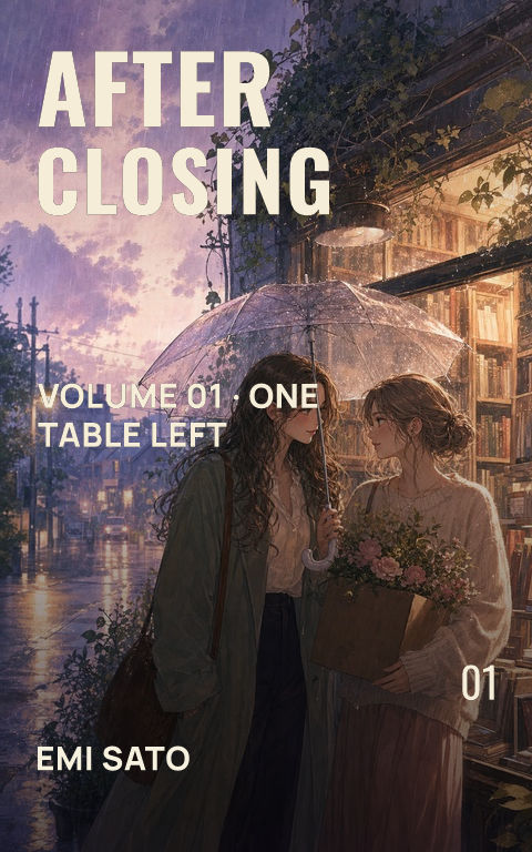 Romance manga · After closing book cover template preview with editable typography over people artwork