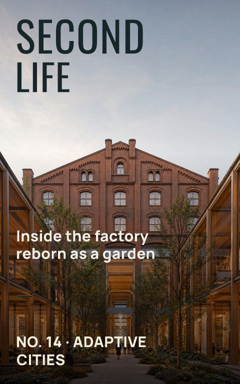 Architecture magazines · Reclaimed space book cover template preview with editable typography over place artwork