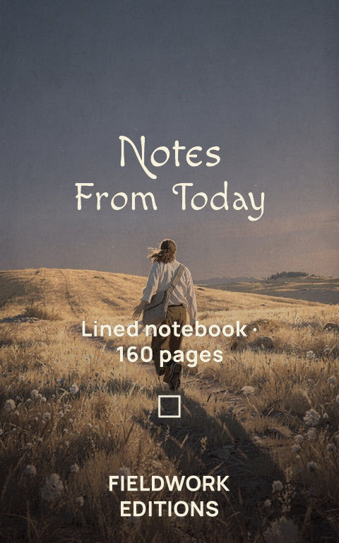 Notebooks · Field notes book cover template preview with editable typography over people artwork