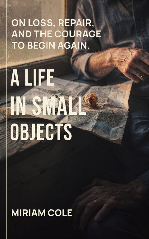 Memoir · Editorial left book cover template preview with editable typography over object artwork