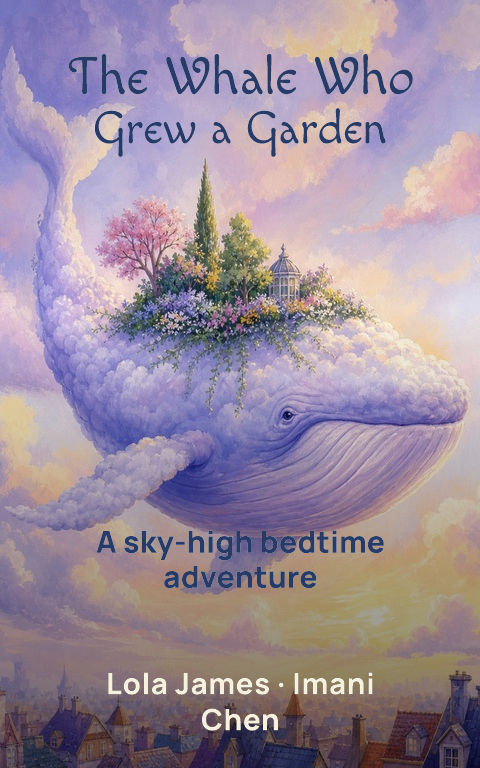Picture books · Cloud whale book cover template preview with editable typography over creature artwork