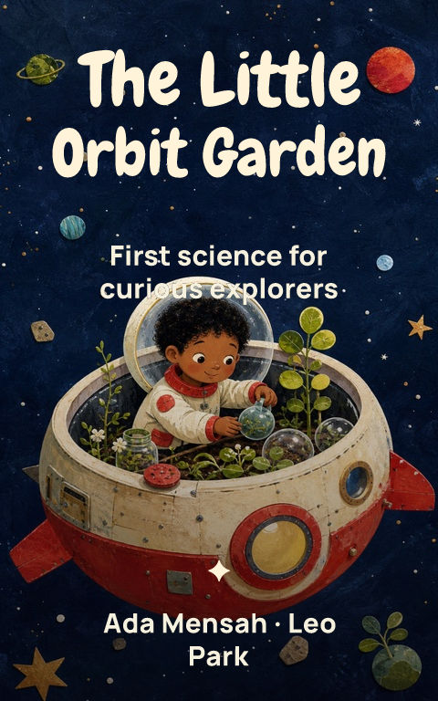 Educational · Tiny orbit book cover template preview with editable typography over people artwork