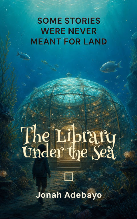 Middle grade · Underwater library book cover template preview with editable typography over place artwork