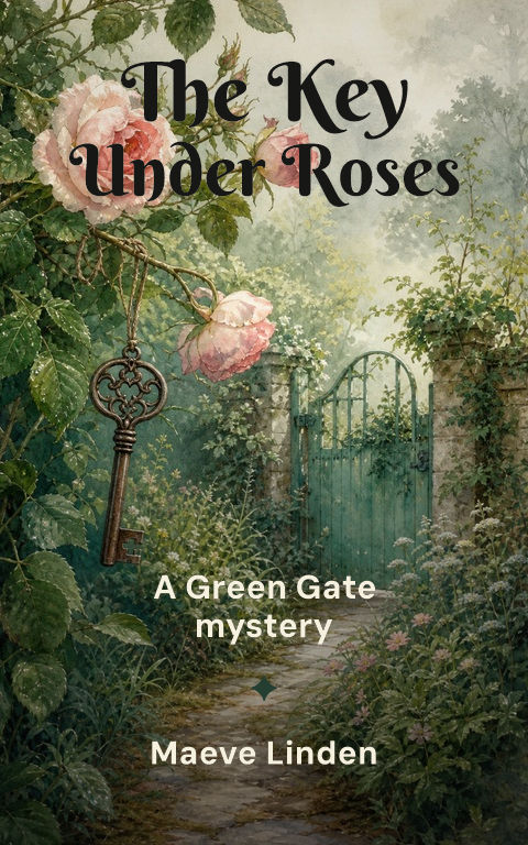 Cozy mystery · Garden key book cover template preview with editable typography over object artwork