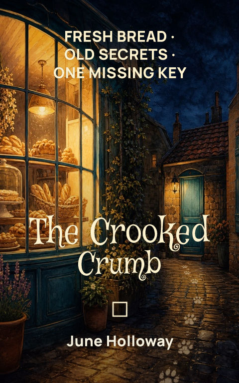 Cozy mystery · Midnight bakery book cover template preview with editable typography over place artwork