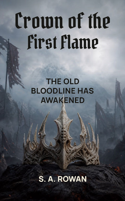 Epic fantasy · Dragon-bone crown book cover template preview with editable typography over object artwork