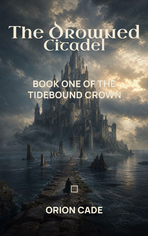 Epic fantasy · Drowned citadel book cover template preview with editable typography over place artwork