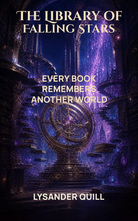 Epic fantasy · Starfall library book cover template preview with editable typography over place artwork