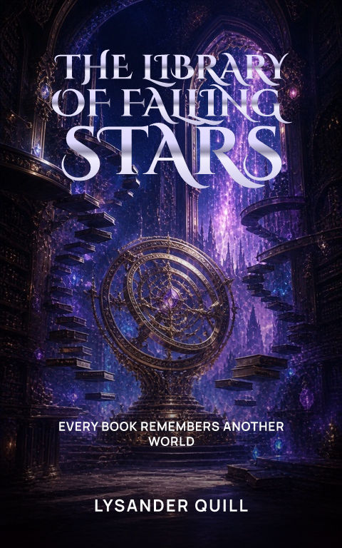 Epic fantasy · Starfall library book cover template preview with editable typography over place artwork