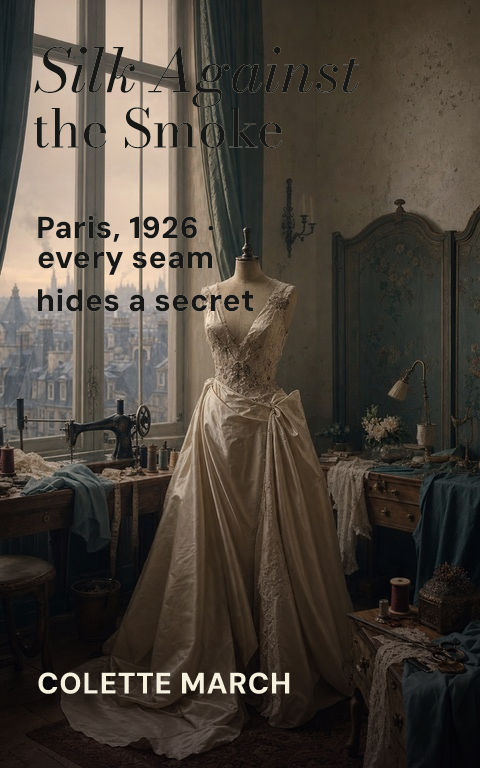 Historical fiction · Silk and smoke book cover template preview with editable typography over object artwork