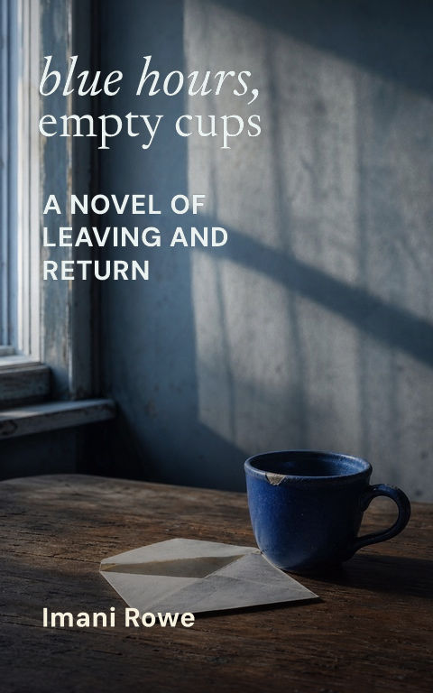 Literary fiction · Blue-hour kitchen book cover template preview with editable typography over object artwork