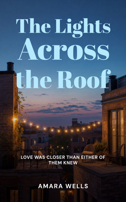 Contemporary romance · Rooftop lights book cover template preview with editable typography over place artwork