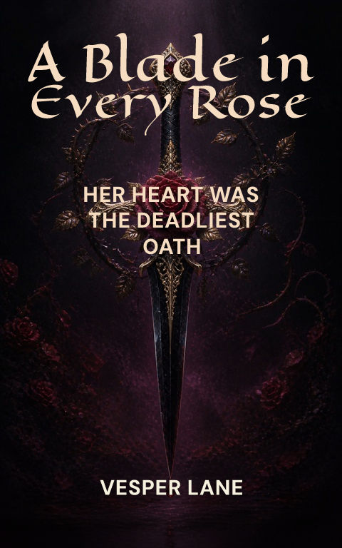Romantasy · Bloodrose dagger book cover template preview with editable typography over object artwork