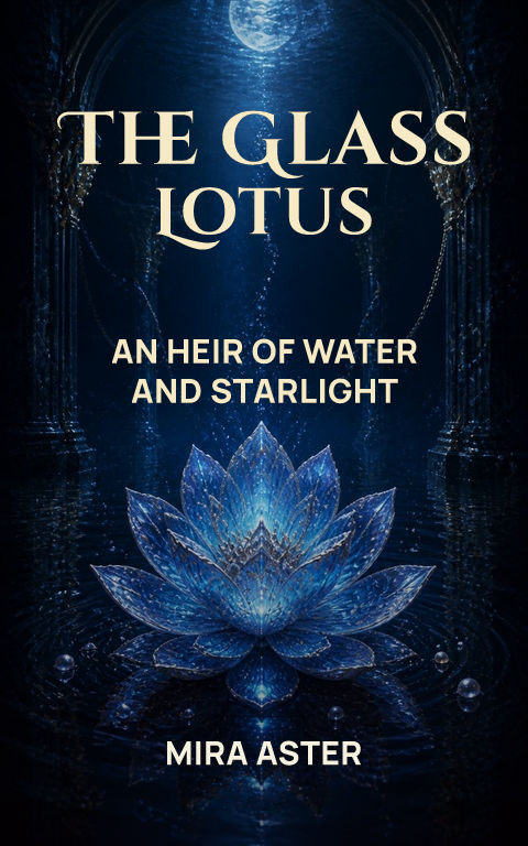 Romantasy · Glass lotus book cover template preview with editable typography over object artwork